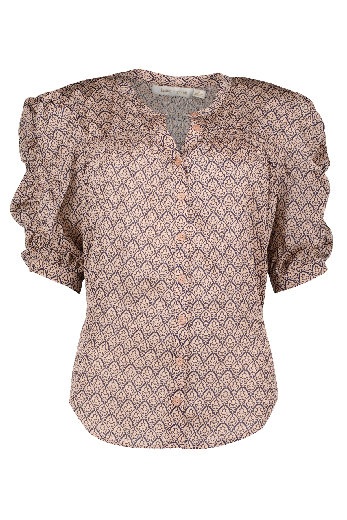 Bishop And Young Bohemian Rhapsody Rachel Ruched Sleeve Blouse-Short Sleeves-Bishop And Young-Deja Nu Boutique, Women's Fashion Boutique in Lampasas, Texas