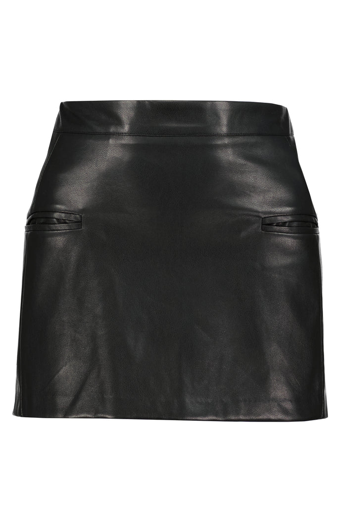 Bishop And Young Enchanted Romance Thea Vegan Leather Mini Skirt In Noir-Skirts-Bishop And Young-Deja Nu Boutique, Women's Fashion Boutique in Lampasas, Texas