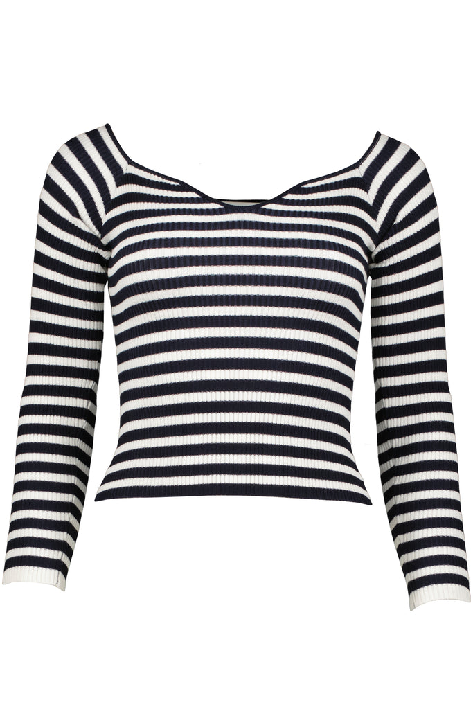 Bishop And Young Illuminae Marlow Off The Shoulder Sweater In Stripes-Sweaters-Bishop And Young-Deja Nu Boutique, Women's Fashion Boutique in Lampasas, Texas