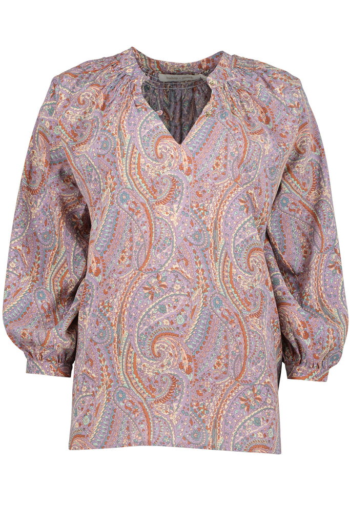 Bishop And Young The Butterfly Effect Zoe Smocked Blouse In Dusk Paisley-Short Sleeves-Bishop And Young-Deja Nu Boutique, Women's Fashion Boutique in Lampasas, Texas