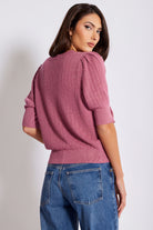 Bishop And Young Sienna Puff Sleeve Metallic Sweeter In Magenta-Sweaters-Bishop And Young-Deja Nu Boutique, Women's Fashion Boutique in Lampasas, Texas