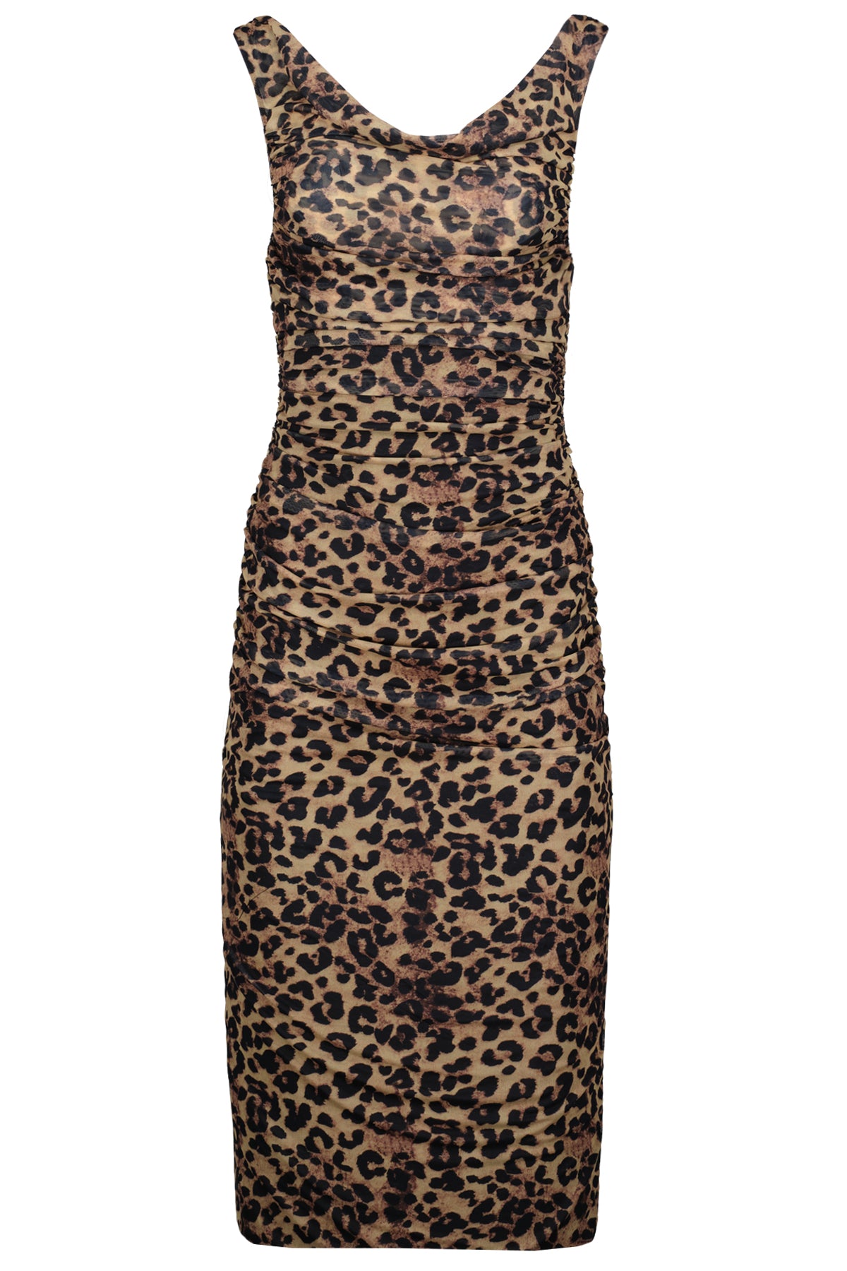 Bishop + Young Natasha Ruched Dress in Leopard Print-Dresses-Bishop And Young-Deja Nu Boutique, Women's Fashion Boutique in Lampasas, Texas