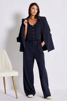 Bishop + Young Precious Moments Sorrento Wide Leg Navy Pinstripe Pant-Pants-Bishop And Young-Deja Nu Boutique, Women's Fashion Boutique in Lampasas, Texas