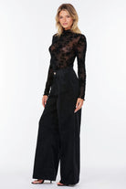 Bishop + Young Spencer Funnel Neck Floral Burnout Top in Black-Tops-Bishop And Young-Deja Nu Boutique, Women's Fashion Boutique in Lampasas, Texas