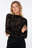 Bishop + Young Spencer Funnel Neck Floral Burnout Top in Black-Tops-Bishop And Young-Deja Nu Boutique, Women's Fashion Boutique in Lampasas, Texas