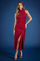 Bishop + Young Stroke Of Midnight Elle Halter Dress In Scarlett-Midi Dresses-Bishop And Young-Deja Nu Boutique, Women's Fashion Boutique in Lampasas, Texas