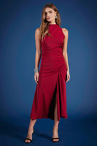 Bishop + Young Stroke Of Midnight Elle Halter Dress In Scarlett-Midi Dresses-Bishop And Young-Deja Nu Boutique, Women's Fashion Boutique in Lampasas, Texas