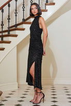 Bishop + Young Sublime Sequin Halter Dress in Black-Maxi Dresses-Bishop And Young-Deja Nu Boutique, Women's Fashion Boutique in Lampasas, Texas