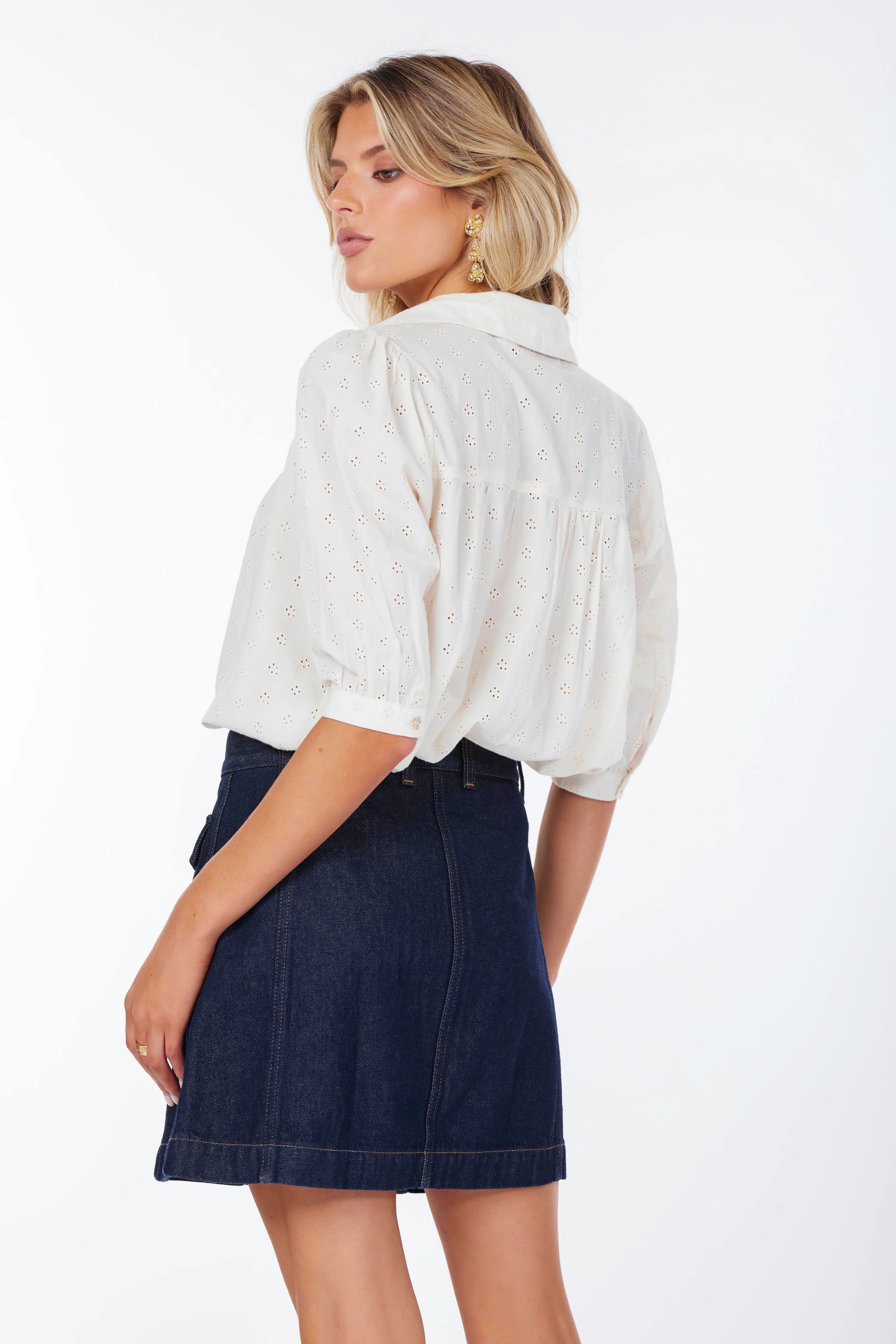 Bishop + Young Esme Eyelet Blouse in Ivory-Tops-Bishop And Young-Deja Nu Boutique, Women's Fashion Boutique in Lampasas, Texas