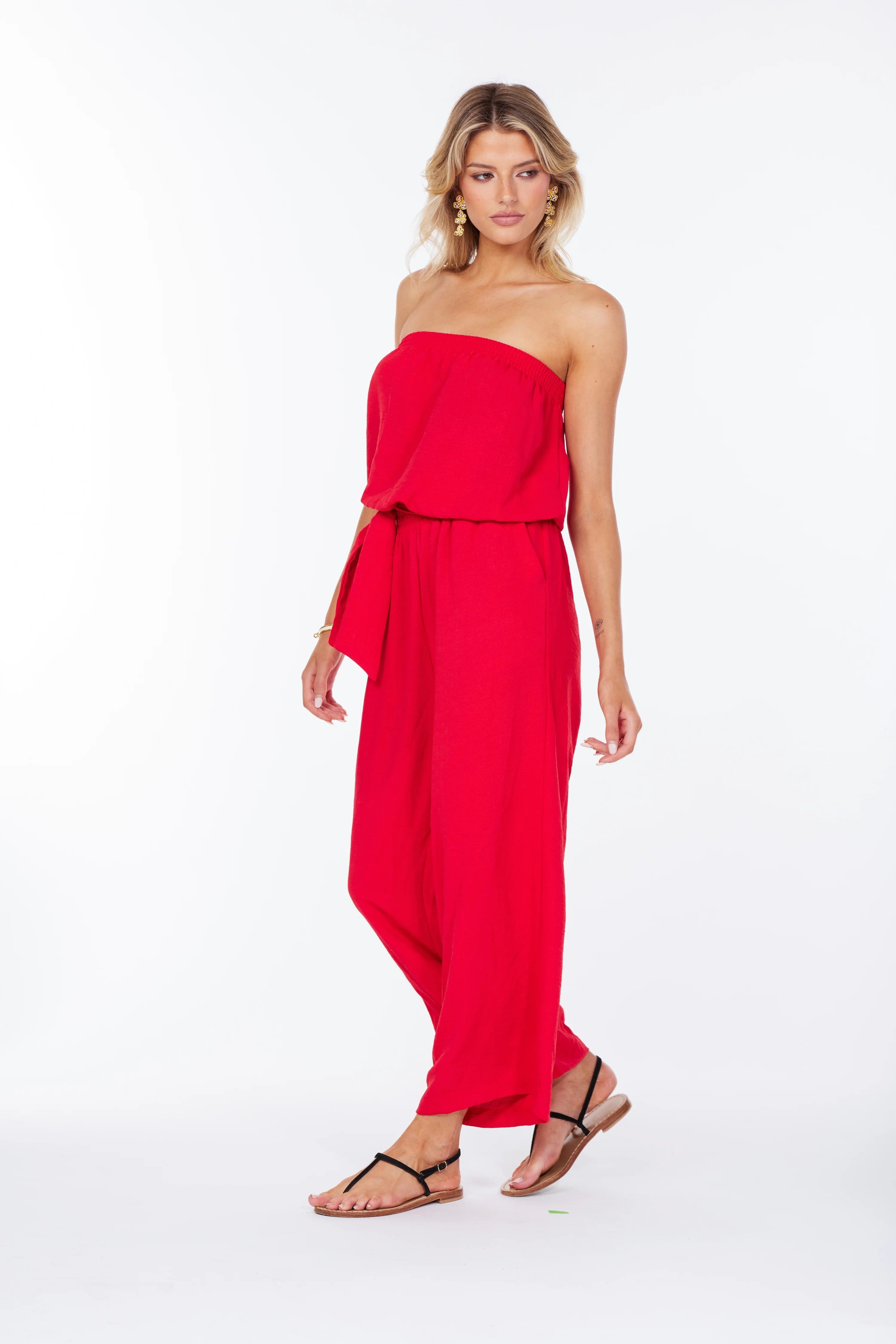 Bishop + Young Free Spirit Jumpsuit in Cherry-Rompers & Jumpsuits-Bishop And Young-Deja Nu Boutique, Women's Fashion Boutique in Lampasas, Texas