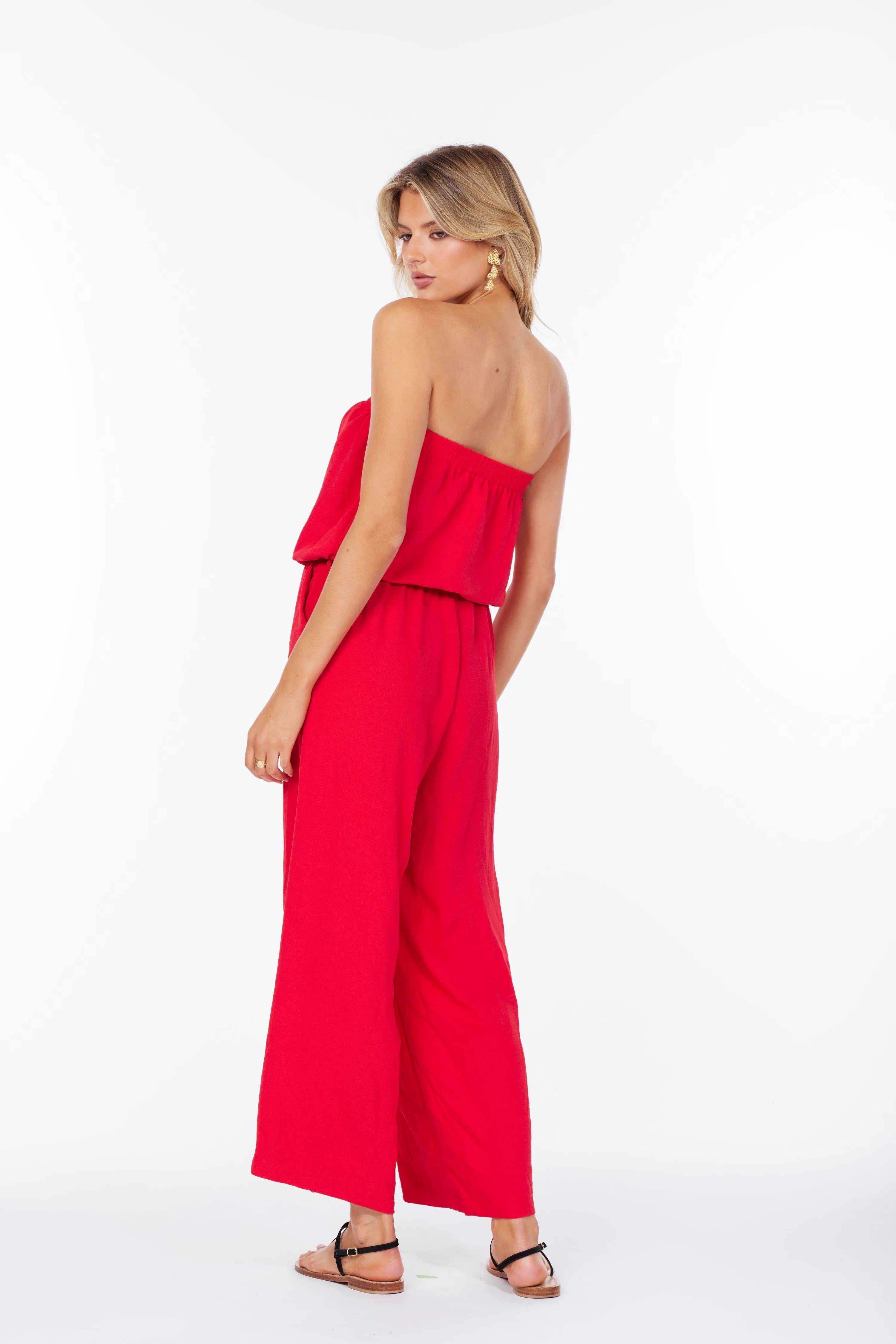 Bishop + Young Free Spirit Jumpsuit in Cherry-Rompers & Jumpsuits-Bishop And Young-Deja Nu Boutique, Women's Fashion Boutique in Lampasas, Texas