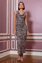 Bishop + Young Natasha Ruched Dress in Leopard Print-Dresses-Bishop And Young-Deja Nu Boutique, Women's Fashion Boutique in Lampasas, Texas