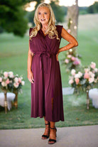 Bishop + Young Object Of Affection Aeries Wrap Dress In Bordeaux-Dresses-Bishop And Young-Deja Nu Boutique, Women's Fashion Boutique in Lampasas, Texas