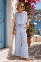 Bishop + Young Serafina Stripe Pant in Blue and White-Bottoms-Bishop And Young-Deja Nu Boutique, Women's Fashion Boutique in Lampasas, Texas