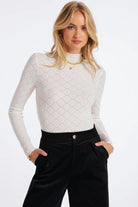 Bishop + Young Spencer Funnel Neck Lace Top – White Chelsea Girl-Tops-Bishop And Young-Deja Nu Boutique, Women's Fashion Boutique in Lampasas, Texas
