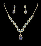 Blue Crystal Necklace & Earring Set-Necklace Set-Deja Nu Tx-Deja Nu Boutique, Women's Fashion Boutique in Lampasas, Texas