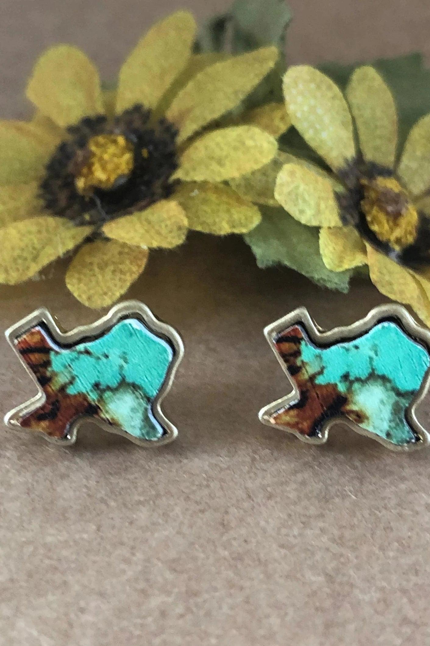 Blue Semiprecious Texas Stud Earrings-Earrings-Deja Nu-Deja Nu Boutique, Women's Fashion Boutique in Lampasas, Texas