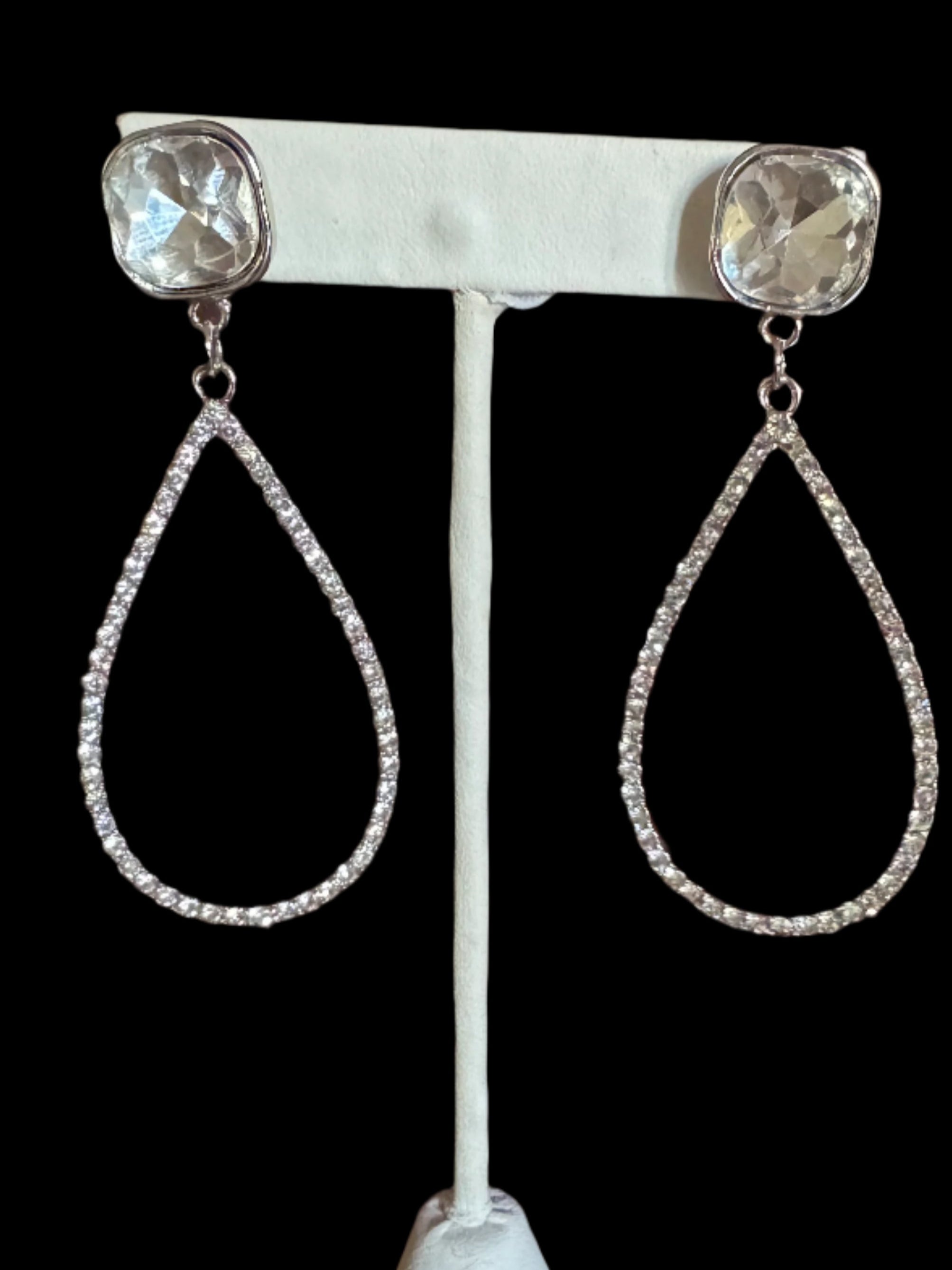 Bold Crystal Teardrop Earrings – Yellow or Silver | Statement Glam Sparkle-Earrings-Deja Nu Tx-Deja Nu Boutique, Women's Fashion Boutique in Lampasas, Texas