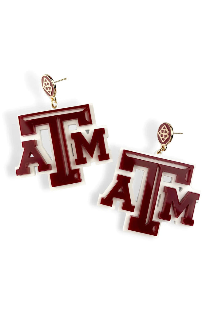 Brianna Cannon Texas A&M Maroon And White Logo Earrings-Earrings-Brianna Cannon-Deja Nu Boutique, Women's Fashion Boutique in Lampasas, Texas
