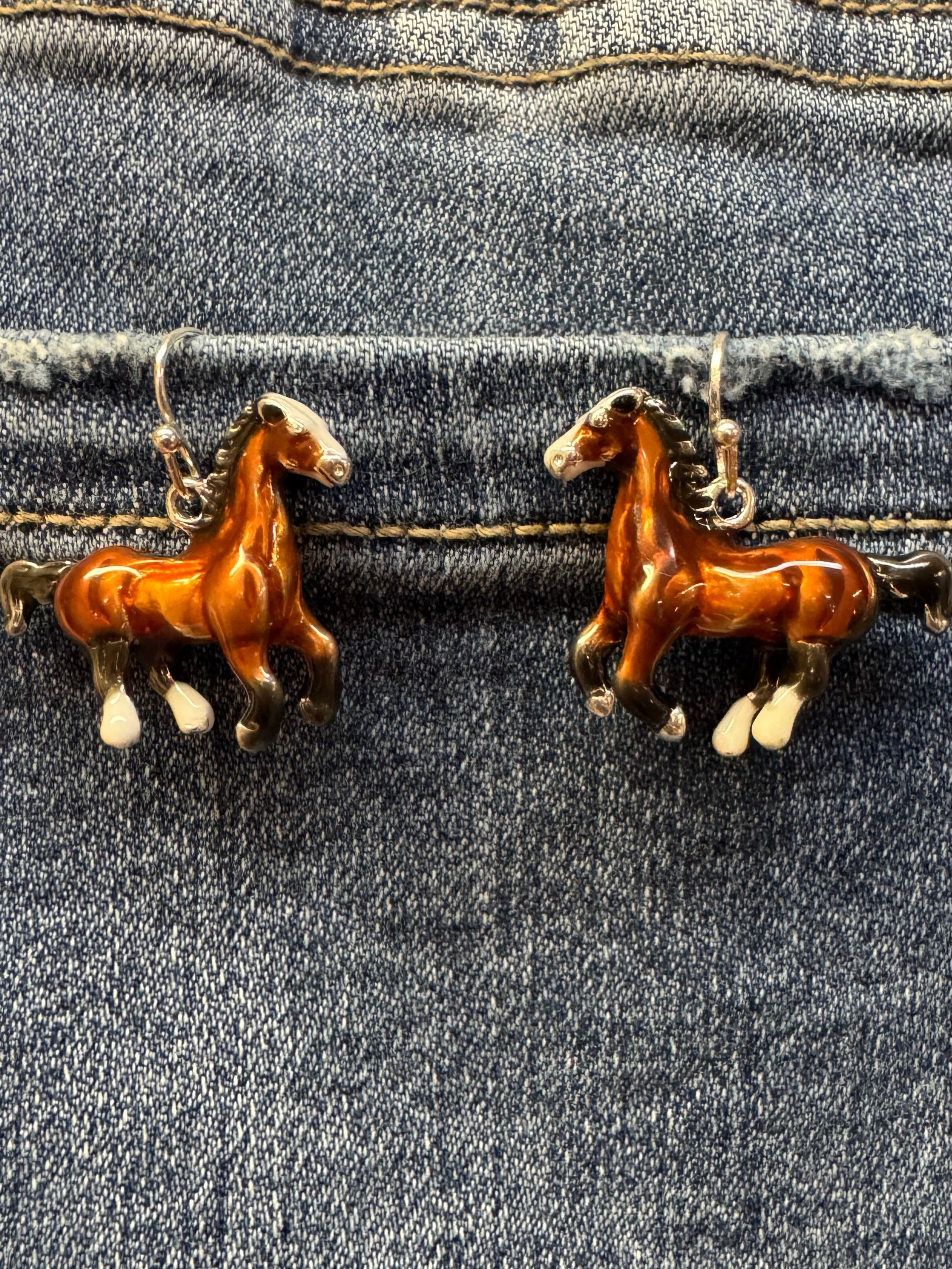 Brown Horse Dangle Earrings-Earrings-Deja Nu Tx-Deja Nu Boutique, Women's Fashion Boutique in Lampasas, Texas