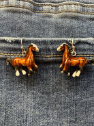 Brown Horse Dangle Earrings-Earrings-Deja Nu Tx-Deja Nu Boutique, Women's Fashion Boutique in Lampasas, Texas
