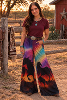 W.A.Y Wonderful & Young Wild Horses Printed Mesh Wide Leg Pants-Pants-WAY-Deja Nu Boutique, Women's Fashion Boutique in Lampasas, Texas