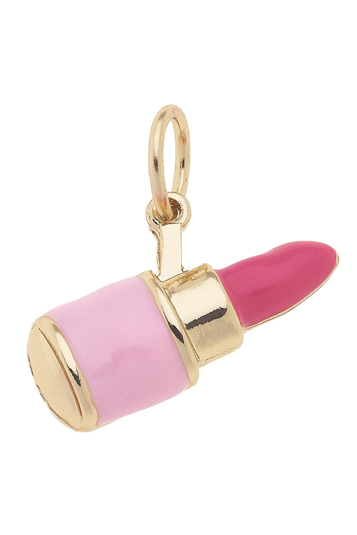 Canvas Style 3-D Lipstick Shiny Gold Plated Glam Charm in Pink-Charms-Canvas Style-Deja Nu Boutique, Women's Fashion Boutique in Lampasas, Texas