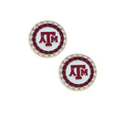 Canvas Style A&M Aggies Pave Disc Stud Earrings in Maroon and White-Earrings-Canvas Style-Deja Nu Boutique, Women's Fashion Boutique in Lampasas, Texas