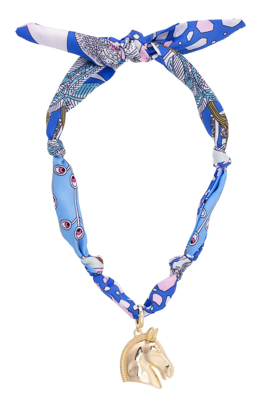 Canvas Style Ash Horse Head Pendant Scarf Necklace in Multicolor-Scarf Necklace-Canvas Style-Deja Nu Boutique, Women's Fashion Boutique in Lampasas, Texas
