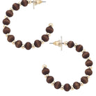 Canvas Style Aster Beaded Wood Hoop Earrings in Brown with 18K Gold Plating-Earrings-Canvas Style-Deja Nu Boutique, Women's Fashion Boutique in Lampasas, Texas