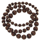 Canvas Style Aster Beaded Wood Stretch Bracelets Set of 3 in Brown with 18K Gold Plating-Bracelets-Canvas Style-Deja Nu Boutique, Women's Fashion Boutique in Lampasas, Texas