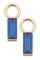 Canvas Style Baguette Blue Huggie Charms In Shiny Gold Plated (Set of 2)-charm earring-Canvas Style-Deja Nu Boutique, Women's Fashion Boutique in Lampasas, Texas