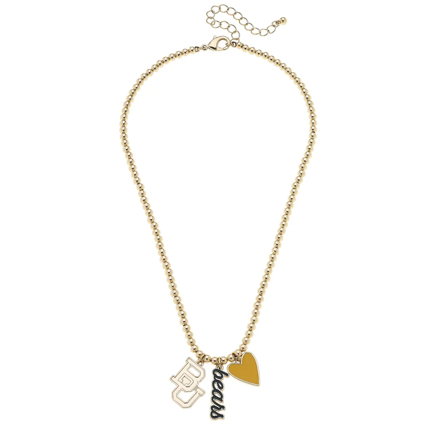 Canvas Style Baylor Bears Ball Bead Charm Necklace in Shiny Gold-charm necklace-Canvas Style-Deja Nu Boutique, Women's Fashion Boutique in Lampasas, Texas