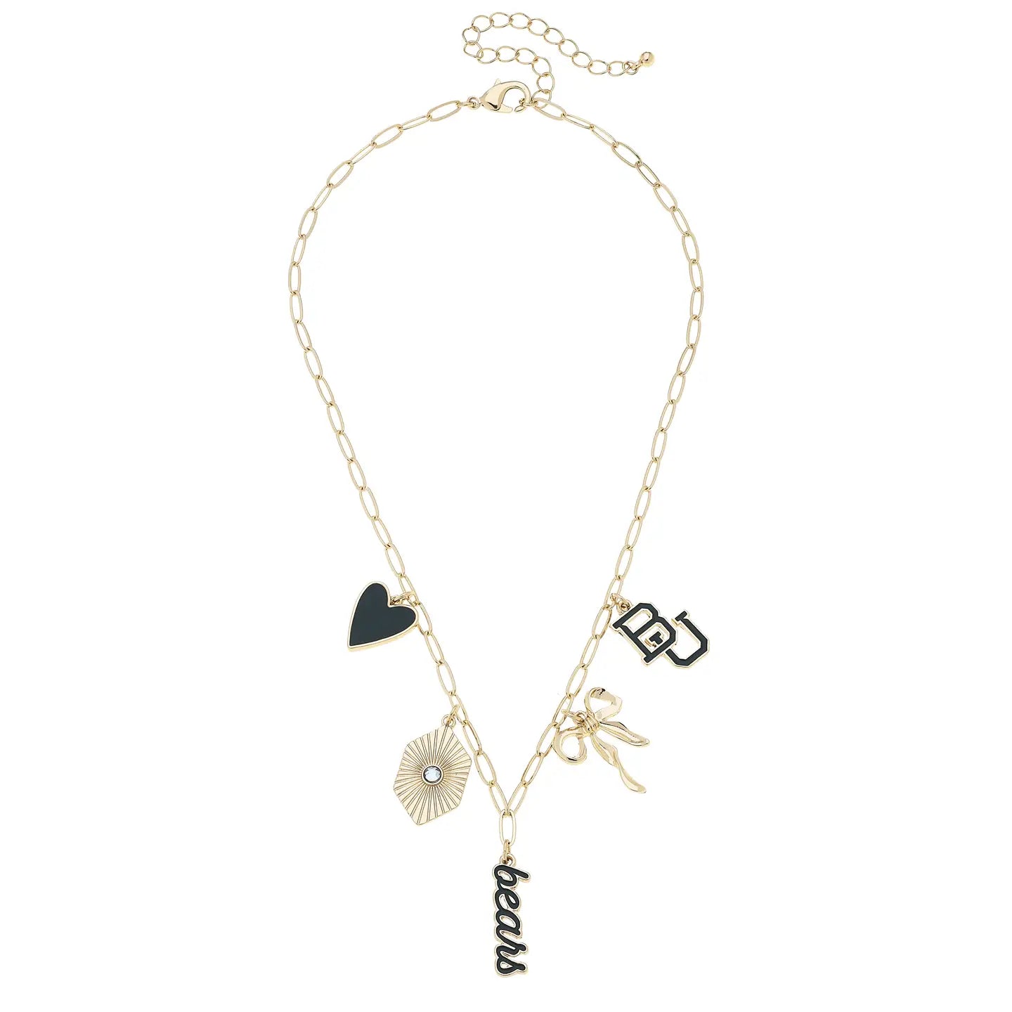 Canvas Style Baylor Bears Paper Clip Charm Collector Necklace in Shiny Gold-charm necklace-Canvas Style-Deja Nu Boutique, Women's Fashion Boutique in Lampasas, Texas