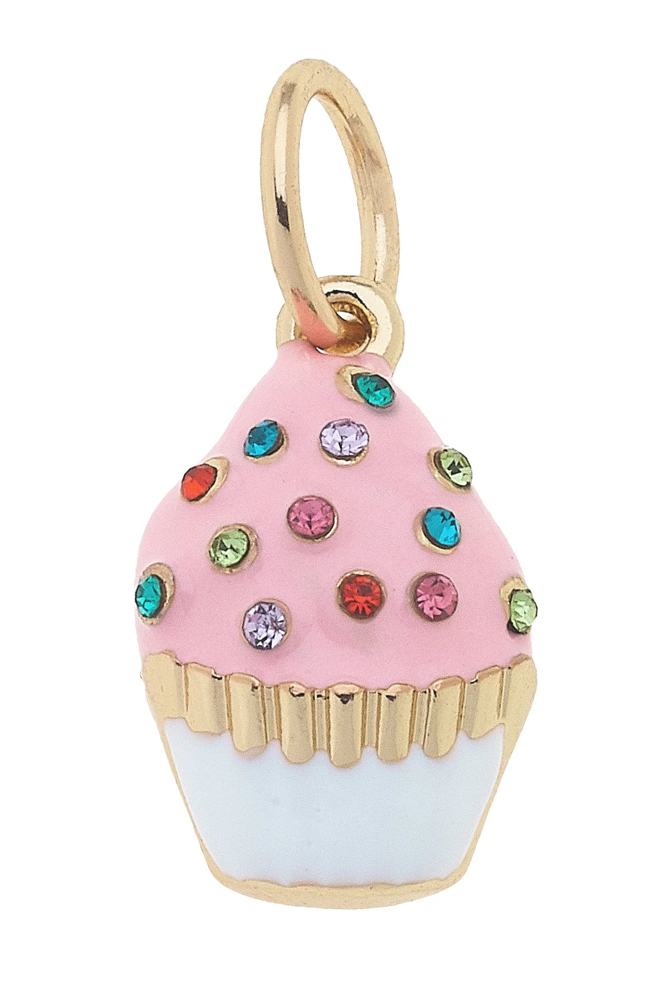 Canvas Style Bejeweled Cupcake Charm In Pink Frosted Sparkle-Charms-Canvas Style-Deja Nu Boutique, Women's Fashion Boutique in Lampasas, Texas