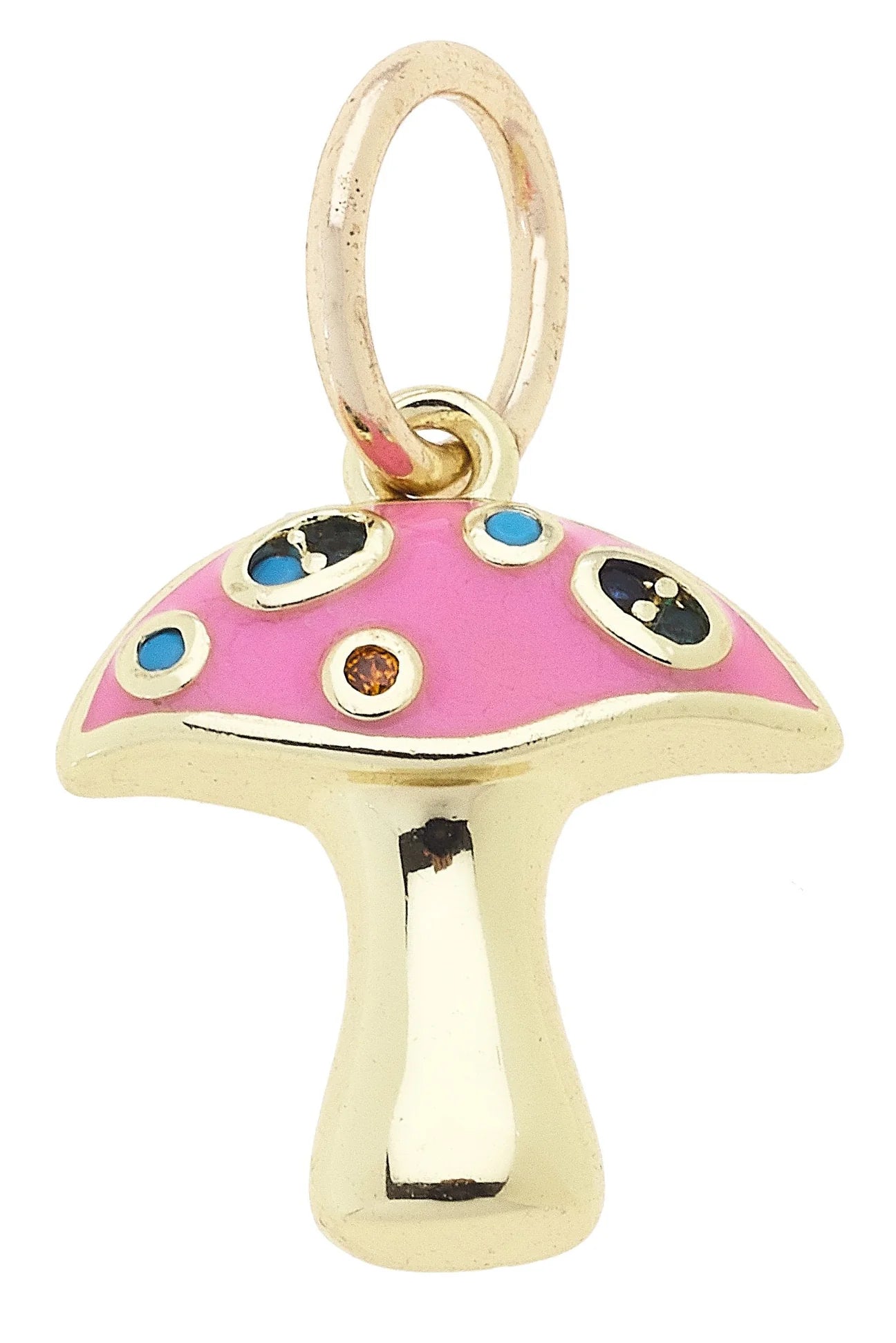 Canvas Style Bejeweled Mushroom Charm in Pink Shiny Gold Plated-Charms-Canvas Style-Deja Nu Boutique, Women's Fashion Boutique in Lampasas, Texas