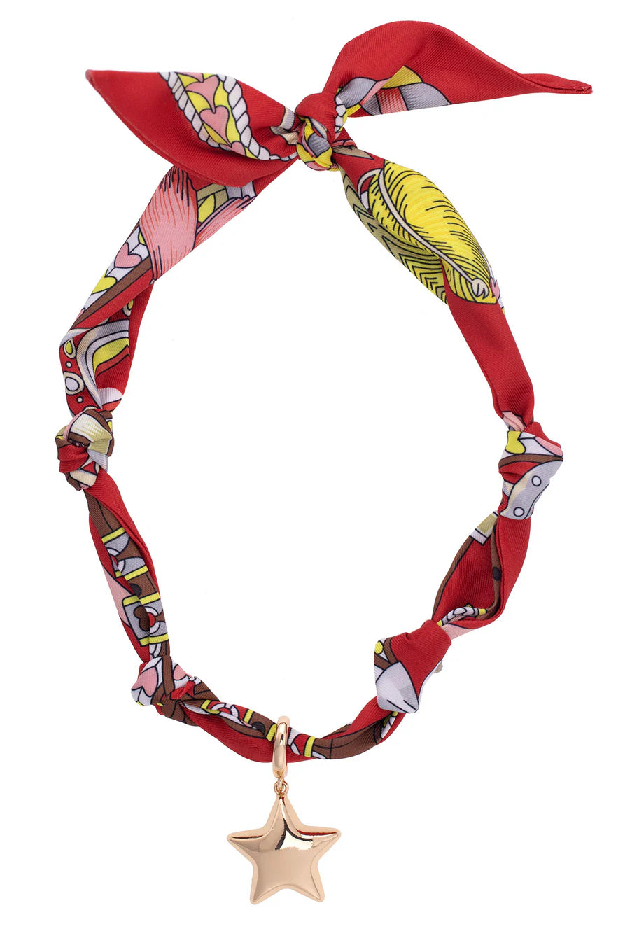 Canvas Style Bellatrix Puffy Star Scarf Necklace in Red-Scarf Necklace-Canvas Style-Deja Nu Boutique, Women's Fashion Boutique in Lampasas, Texas