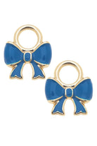 Canvas Style Blue Enamel Bow Huggie Charms In Shiny Gold Plated (Set of 2)-charm earring-Canvas Style-Deja Nu Boutique, Women's Fashion Boutique in Lampasas, Texas