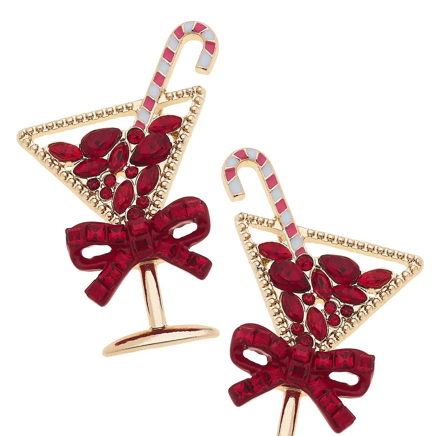 Canvas Style Candy Cane Christmas Cocktail Earrings in Red-Earrings-Canvas Style-Deja Nu Boutique, Women's Fashion Boutique in Lampasas, Texas