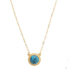 Canvas Style Casey Turquoise Cabochon Necklace in Shiny Gold – Minimal Western-Necklaces-Canvas Style-Deja Nu Boutique, Women's Fashion Boutique in Lampasas, Texas