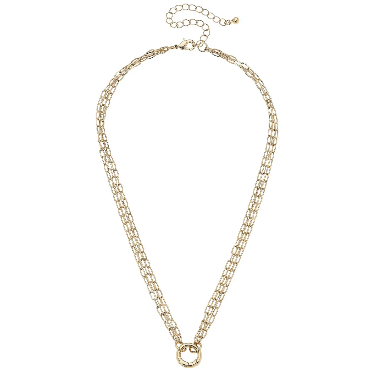 Canvas Style Celia 3-Row Dainty Charm Necklace – Shiny Gold-charm necklace-Canvas Style-Deja Nu Boutique, Women's Fashion Boutique in Lampasas, Texas