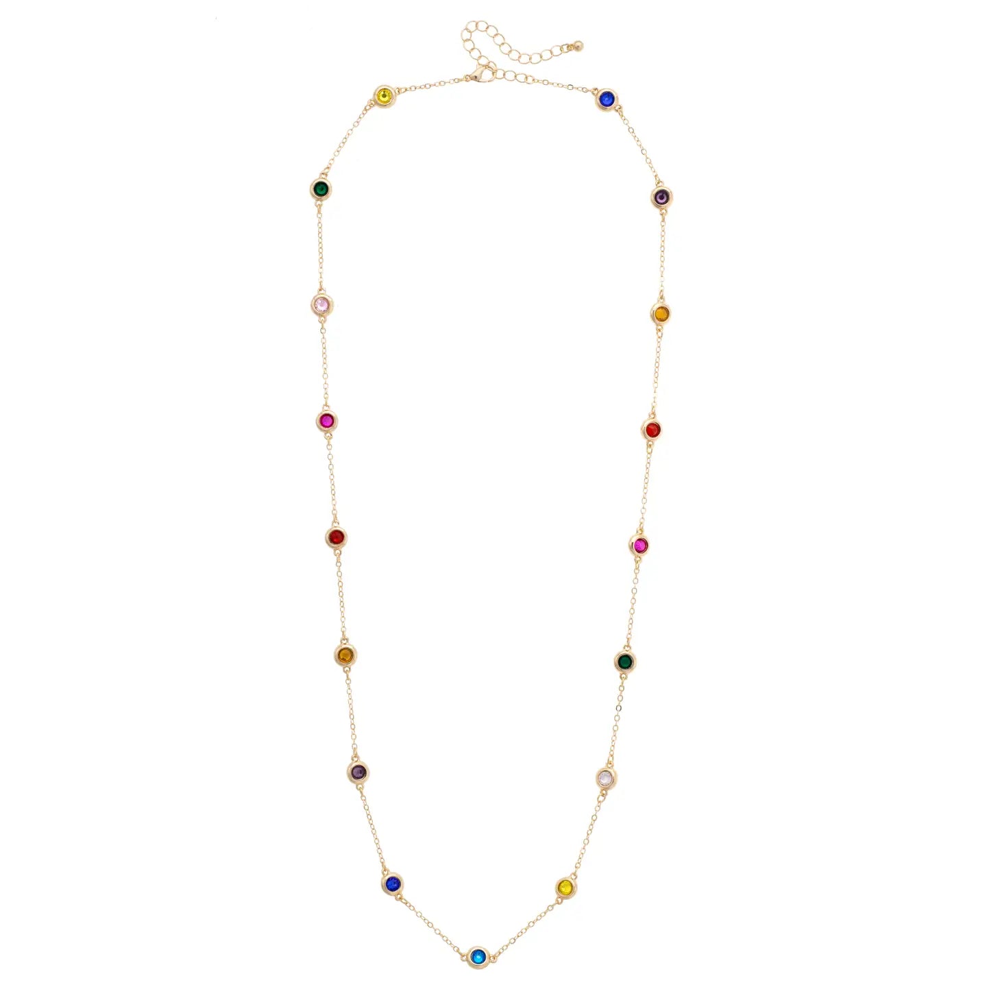 Canvas Style Corfu Multi Bezel Stone Necklace – Shiny Gold-Necklaces-Canvas Style-Deja Nu Boutique, Women's Fashion Boutique in Lampasas, Texas