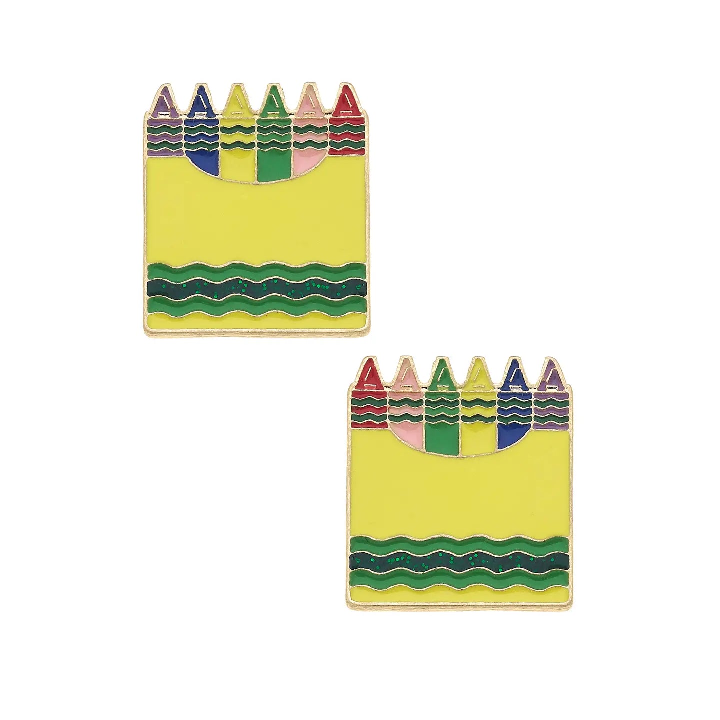 Canvas Style Crayon Box Enamel Stud Earrings in Multi & Gold-Earrings-Canvas Style-Deja Nu Boutique, Women's Fashion Boutique in Lampasas, Texas