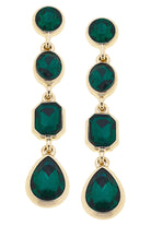 Canvas Style Daphne Linked Rhinestone Earrings in Emerald-Earrings-Canvas Style-Deja Nu Boutique, Women's Fashion Boutique in Lampasas, Texas