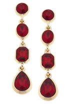 Canvas Style Daphne Linked Rhinestone Earrings in Red-Earrings-Canvas Style-Deja Nu Boutique, Women's Fashion Boutique in Lampasas, Texas