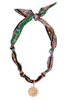 Canvas Style Gertrude Pearl Flower Scarf Necklace in Green/Black/Orange-Scarf Necklace-Canvas Style-Deja Nu Boutique, Women's Fashion Boutique in Lampasas, Texas