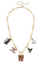 Canvas Style Halloween Enamel Charm Necklace in Shiny Gold-charm necklace-Canvas Style-Deja Nu Boutique, Women's Fashion Boutique in Lampasas, Texas