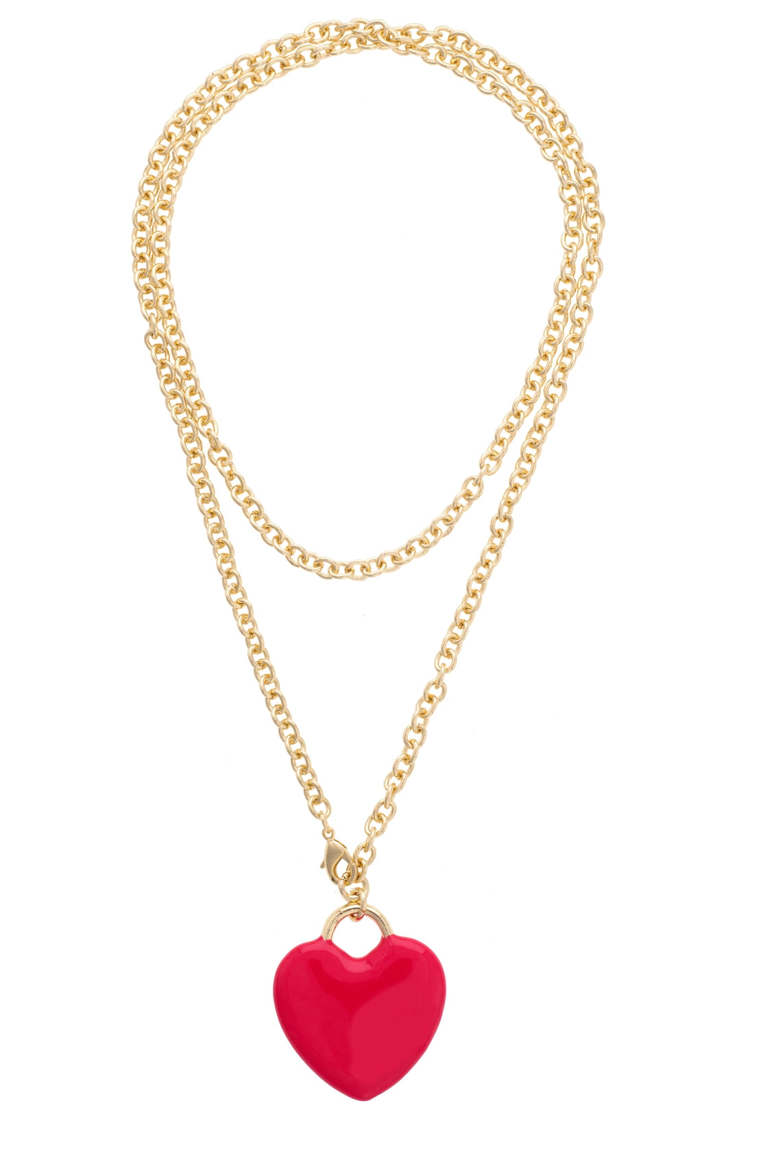 Canvas Style Hendrick Puffy Heart Enamel Convertible Necklace in Red-Necklaces-Canvas Style-Deja Nu Boutique, Women's Fashion Boutique in Lampasas, Texas