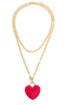 Canvas Style Hendrick Puffy Heart Enamel Convertible Necklace in Red-Necklaces-Canvas Style-Deja Nu Boutique, Women's Fashion Boutique in Lampasas, Texas