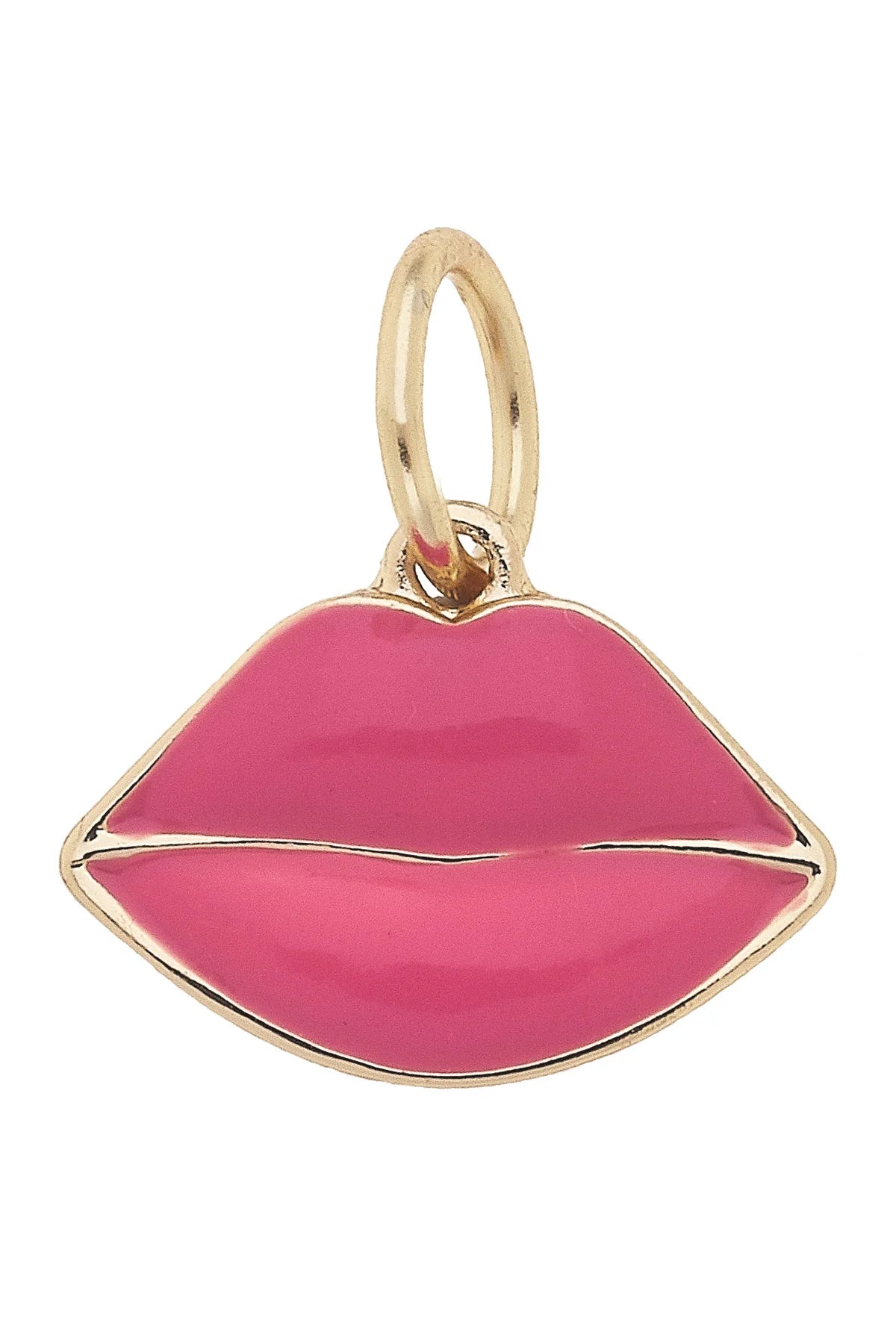 Canvas Style Lips Charm in Fuchsia Shiny Gold Plated-Charms-Canvas Style-Deja Nu Boutique, Women's Fashion Boutique in Lampasas, Texas